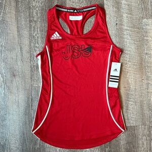 Adidas Red and White Fitted Sleeveless Tank Top